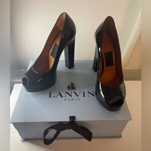 Lanvin Black High Heel Peep Toe Pumps Lanvin